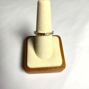 Pretty Bird Jewelry NWOT Gold Plated CZ Color Stones Stacking Ring Size 8 Dainty